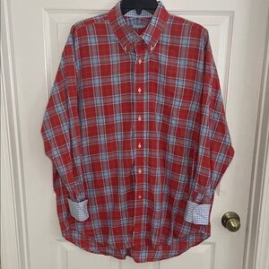 J. McLaughlin Red and Blue Plaid Button Down Shirt